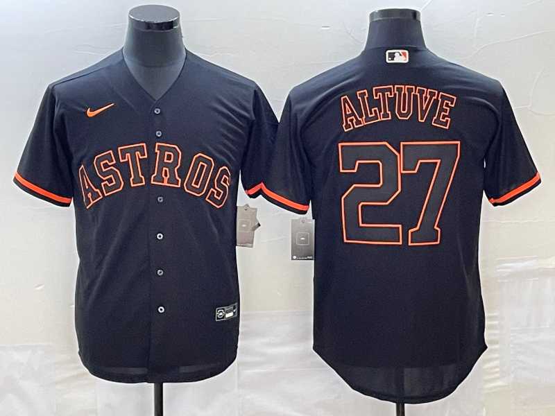 Mens Houston Astros #27 Jose Altuve Lights Out Black Fashion Stitched MLB Cool Base Nike Jersey